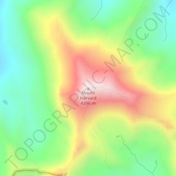Mapa topográfico Mount Harvard, altitud, relieve