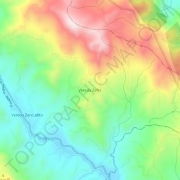 Mapa topográfico Vereda Zafra, altitud, relieve