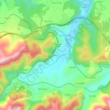 Mapa topográfico Prámaro, altitud, relieve