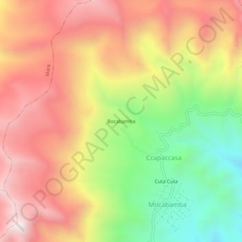 Mapa topográfico Bocabamba, altitud, relieve