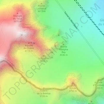 Mapa topográfico Le Grand Capucin, altitud, relieve