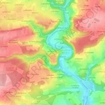 Mapa topográfico Le Champ des Pas, altitud, relieve
