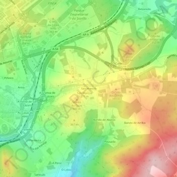 Mapa topográfico San Marcos, altitud, relieve