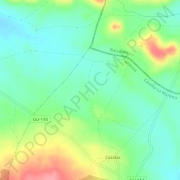 Mapa topográfico El Sahuco, altitud, relieve