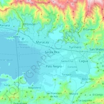 Mapa topográfico Santa Rita, altitud, relieve