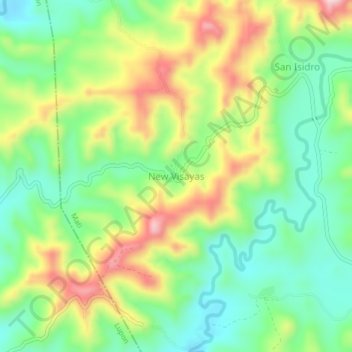 Mapa topográfico New Visayas, altitud, relieve