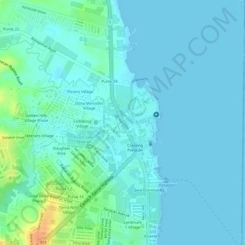 Mapa topográfico Km 14, altitud, relieve