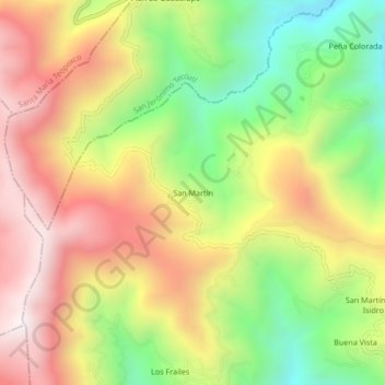 Mapa topográfico San Martín, altitud, relieve