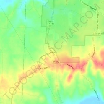 Mapa topográfico Shiloh, altitud, relieve