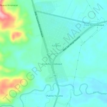 Mapa topográfico Yucumo, altitud, relieve