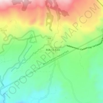 Mapa topográfico Biak na Bato, altitud, relieve