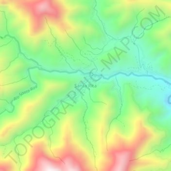 Mapa topográfico Santa Rita, altitud, relieve
