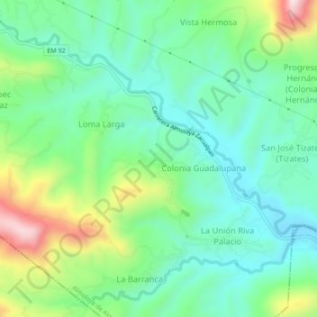 Mapa topográfico Cerro del Guayabo, altitud, relieve
