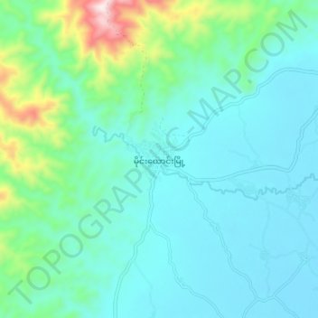Mapa topográfico Mongyawng, altitud, relieve