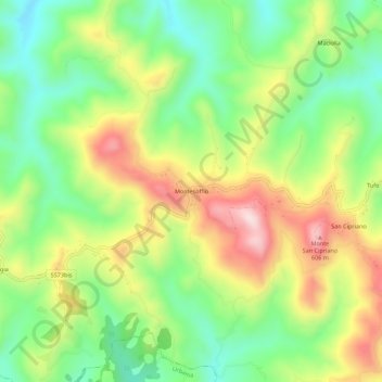 Mapa topográfico Montesoffio, altitud, relieve