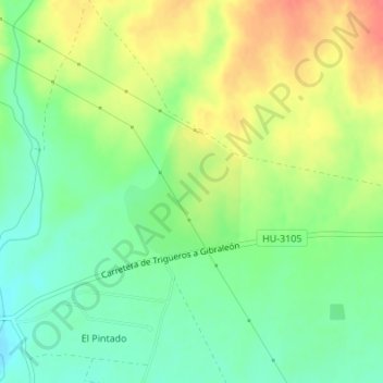 Mapa topográfico Los Centenales, altitud, relieve