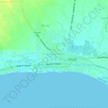 Mapa topográfico Poblacion West, altitud, relieve