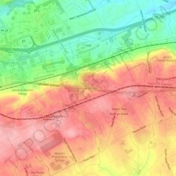 Mapa topográfico Knickerbocker, altitud, relieve