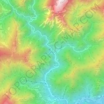 Mapa topográfico Ferrera, altitud, relieve