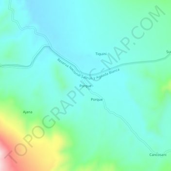 Mapa topográfico Porque, altitud, relieve