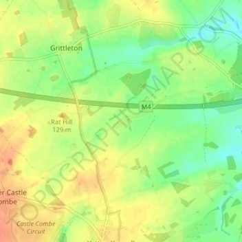 Mapa topográfico Sevington, altitud, relieve