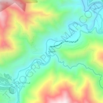 Mapa topográfico Imigdal, altitud, relieve