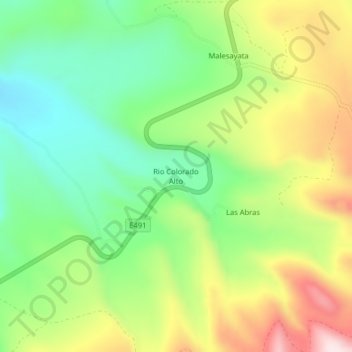 Mapa topográfico Rio Colorado Alto, altitud, relieve