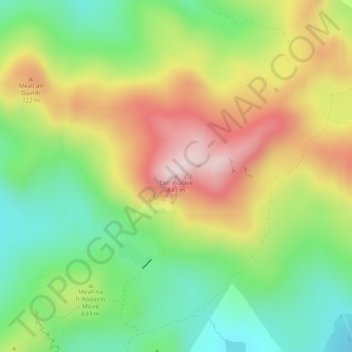 Mapa topográfico Ben Vrackie, altitud, relieve