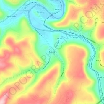 Mapa topográfico Tire Hill, altitud, relieve