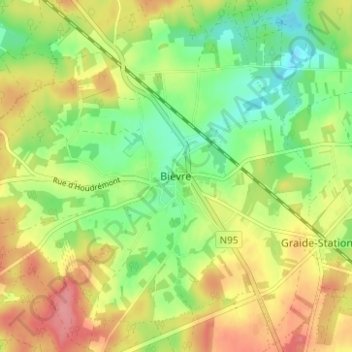 Mapa topográfico Bièvre, altitud, relieve