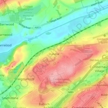 Mapa topográfico Dullatur, altitud, relieve