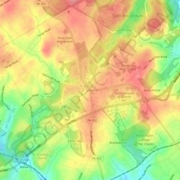 Mapa topográfico Lima, altitud, relieve