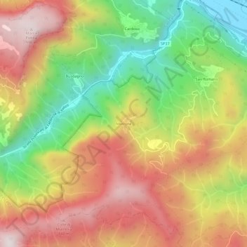 Mapa topográfico Motrone, altitud, relieve