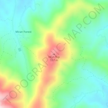 Mapa topográfico High Top, altitud, relieve