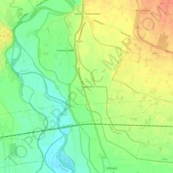 Mapa topográfico Aquilone, altitud, relieve