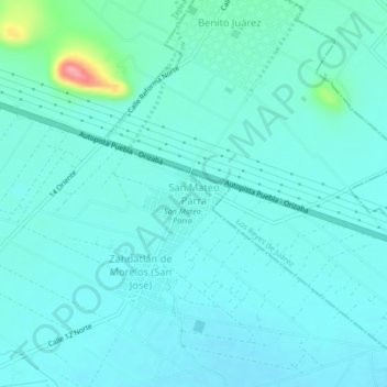 Mapa topográfico San Mateo Parra, altitud, relieve