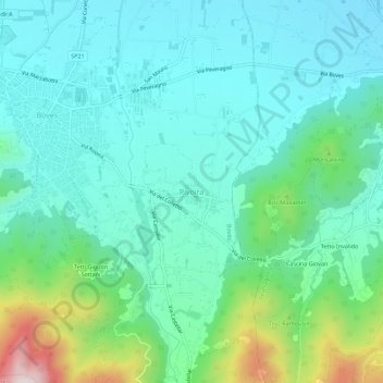 Mapa topográfico Rivoira, altitud, relieve