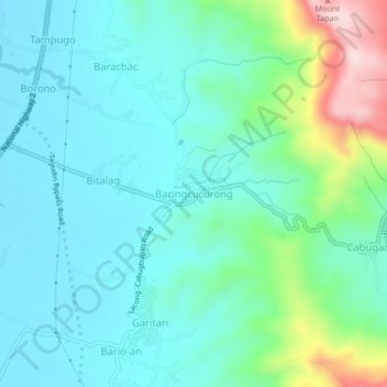 Mapa topográfico Baringcucurong, altitud, relieve
