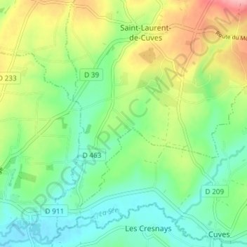 Mapa topográfico Les Planchettes, altitud, relieve