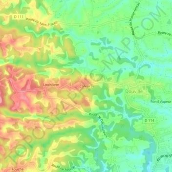 Mapa topográfico Calvaire, altitud, relieve