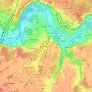 Mapa topográfico Vallée Raintrue, altitud, relieve
