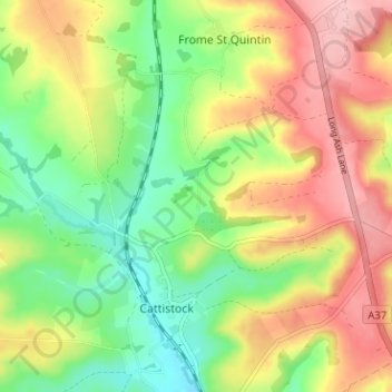 Mapa topográfico Chalmington, altitud, relieve