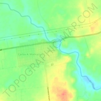 Mapa topográfico Ucum, altitud, relieve