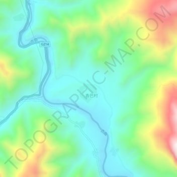 Mapa topográfico 香巴, altitud, relieve
