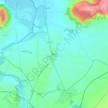 Mapa topográfico Montliot, altitud, relieve