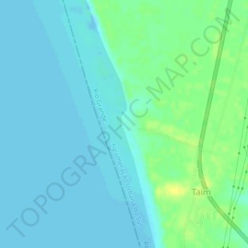 Mapa topográfico Praia da Capilha, altitud, relieve