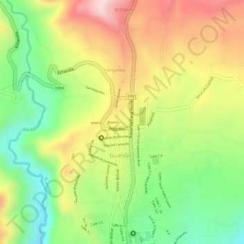 Mapa topográfico Antena Claro, altitud, relieve