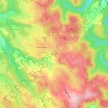 Mapa topográfico Le Treil, altitud, relieve