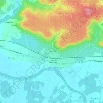 Mapa topográfico La Grande Borie, altitud, relieve