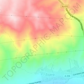Mapa topográfico Alcarceleras, altitud, relieve